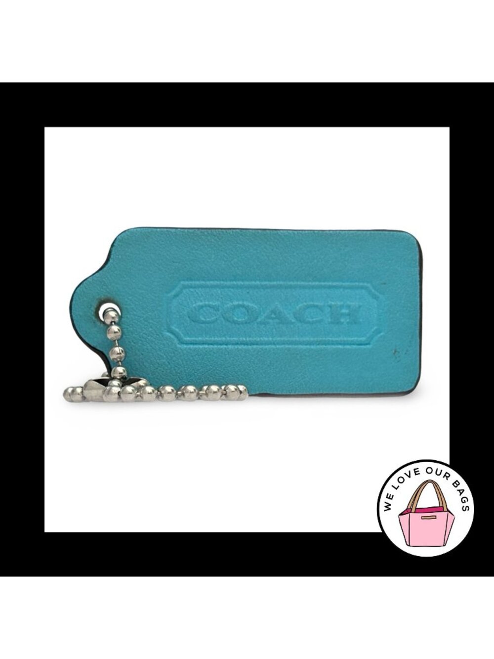 Limited Edition COACH LEGACY Hang Tag Turquoise Blue Leather Bag Charm Keychain